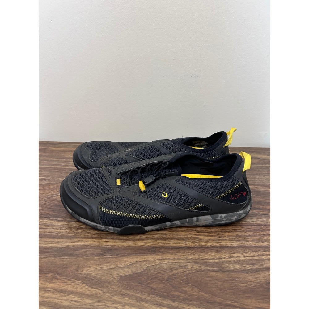 Olukai Eleu Trainer Mens 11.5 Black Yellow Water Shoes HLA 10284-4040 Sneaker